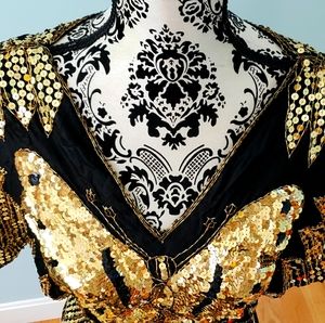 Vintage silk & gold sequin butterfly blouse